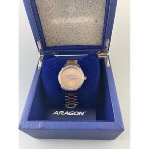 New Aragon Ladies Watch StarHalo Ronda 762 Silver Gold Tone Swarovski Crystals